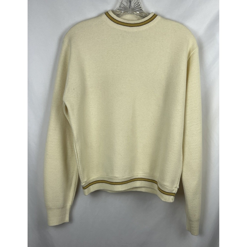 Vintage‎ 60s 70s Donmoor Sweater Boys 20 Men Small Pale Yellow Orlon Acrylic USA